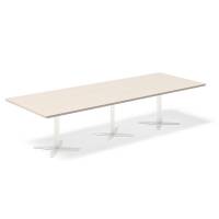 Office konferencebord rektangul&aelig;rt 320x120cm birk med hvidt stel