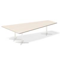 Office konferencebord trapezformet 320x180cm Birk med hvidt stel