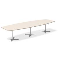 Office konferencebord b&aring;dformet 380x120cm birk med s&oslash;lv stel