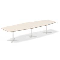 Office konferencebord b&aring;dformet 380x120cm birk med hvid stel