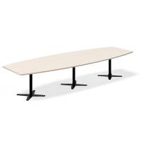 Office konferencebord b&aring;dformet 380x120cm birk med sort stel