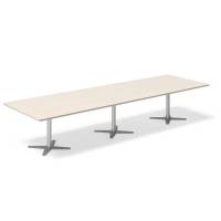 Office konferencebord rektangulært 380x120cm birk med alugråt stel