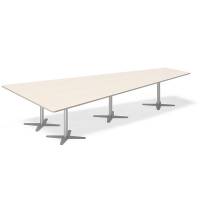 Office konferencebord trapezformet 380x199cm Birk med alugråt stel