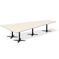 Office konferencebord trapezformet 380x199cm Birk med sort stel