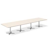 Office konferencebord rektangul&aelig;rt 440x120cm birk med alugr&aring;t stel