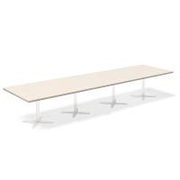 Office konferencebord rektangul&aelig;rt 440x120cm birk med hvidt stel