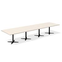 Office konferencebord rektangul&aelig;rt 440x120cm birk med sort stel
