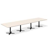 Office konferencebord rektangul&aelig;rt 440x120cm birk med sort stel