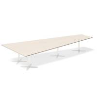 Office konferencebord trapezformet 440x217,5cm Birk med hvidt stel