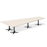 Office konferencebord trapezformet 440x217,5cm Birk med sort stel