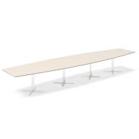 Office konferencebord b&aring;dformet 500x120cm birk med hvid stel