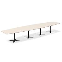 Office konferencebord bådformet 500x120cm birk med sort stel
