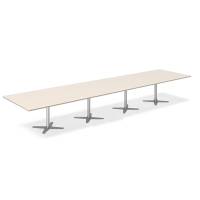 Office konferencebord rektangulært 500x120cm birk med alugråt stel