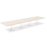 Office konferencebord rektangulært 500x120cm birk med hvidt stel