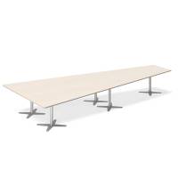 Office konferencebord trapezformet 500x236,5cm Birk med alugr&aring;t stel