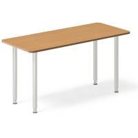 Office skrivebord 140x60cm bøg laminat med alugråt stel