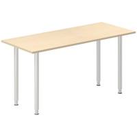 Office skrivebord 140x60cm birk laminat med alugr&aring;t stel