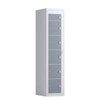 T&oslash;judleveringsskab 1x6 rum med greb til h&aelig;ngel&aring;s, med lige tag og antracitgr&aring; d&oslash;re