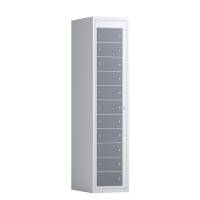 Tøjudleveringsskab 1x11 rum med cylinderlås, med lige tag og antracitgrå døre