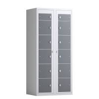 Tøjudleveringsskab 2x6 rum med cylinderlås, med lige tag og antracitgrå døre
