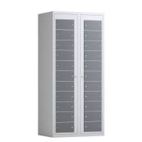 Tøjudleveringsskab 2x11 rum med cylinderlås, med lige tag og antracitgrå døre