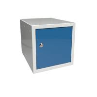 Opbevaringsboks med cylinderl&aring;s 27x27x35cm bl&aring; st&aring;ld&oslash;r