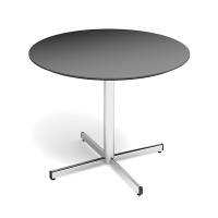 Cruzo konferencebord &Oslash;120cm, antracit laminat med alugr&aring;t stel