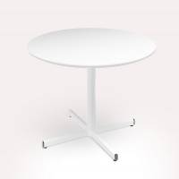 Cruzo konferencebord &Oslash;120cm i hvid laminat med hvidt stel