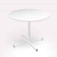 Cruzo konferencebord &Oslash;120cm i hvid laminat med hvidt stel