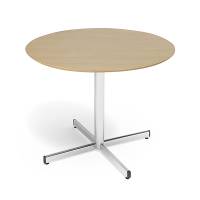 Cruzo konferencebord &Oslash;120cm i b&oslash;g laminat med alugr&aring;t stel