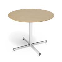 Cruzo konferencebord &Oslash;120cm i b&oslash;g laminat med alugr&aring;t stel