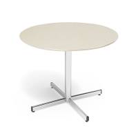 Cruzo konferencebord &Oslash;120cm i birk laminat med alugr&aring;t stel