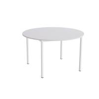 Kantinebord &Oslash;120cm i gr&aring; h&oslash;jtrykslaminat med hvidt stel, h&oslash;jde 72cm