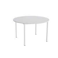 Kantinebord &Oslash;120cm i gr&aring; h&oslash;jtrykslaminat med hvidt stel, h&oslash;jde 72cm