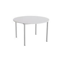 Kantinebord &Oslash;120cm i gr&aring; h&oslash;jtrykslaminat med alugr&aring;t stel, h&oslash;jde 72cm