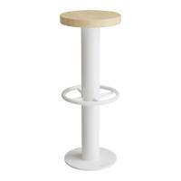 Taburet til gulvmontering 830mm h&oslash;j, massiv birk med hvidt stel