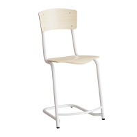 Mia 196 elevstol i birk laminat med fodst&oslash;tte og hvidt stel