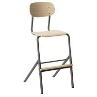 Atlas elevstol justerbar med hvid egelaminat og gråt stel