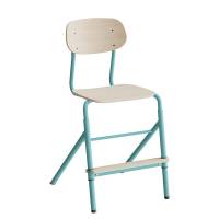 Atlas elevstol justerbar med hvid egelaminat og turkis stel