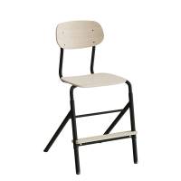 Atlas elevstol justerbar med hvid egelaminat og sort stel