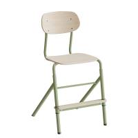 Atlas elevstol justerbar med hvid egelaminat og grønt stel