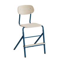 Atlas elevstol justerbar med hvid egelaminat og blåt stel