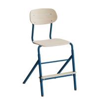 Atlas elevstol justerbar med hvid egelaminat og bl&aring;t stel