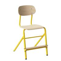 Atlas elevstol justerbar med hvid egelaminat og gult stel