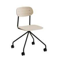 Atlas elevstol på hjul hvidpigmenteret egelaminat med sort stel