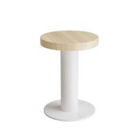 Taburet til gulvmontering 440mm h&oslash;j, massiv eg med hvidt stel