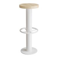 Taburet til gulvmontering 830mm h&oslash;j, massiv eg med hvidt stel