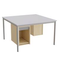 Sybord 136, 1200x1200 mm H720 mm, grå laminat, alugråt stel