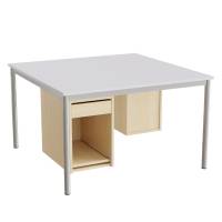 Sybord 120x120cm gr&aring; laminat med alugr&aring;t stel