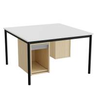 Sybord 1200x1200mm hvid laminat med sort stel